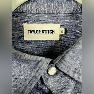 Taylor Stitch Upcycled Blue Chambray Western shirt. Size 40/MD